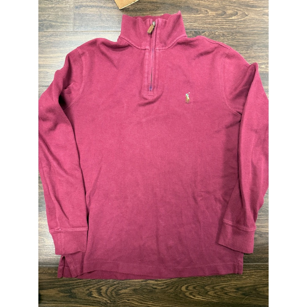 Polo Ralph Lauren Estate Rib Quarter-Zip Pullover XS Burgundy